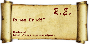 Rubes Ernő névjegykártya